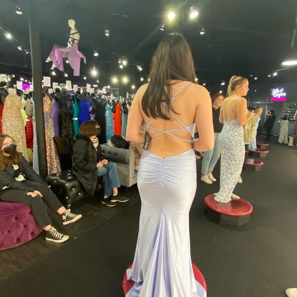 periwinkle prom dress with tiny crystals from top to bottom - Picture 1 of 3